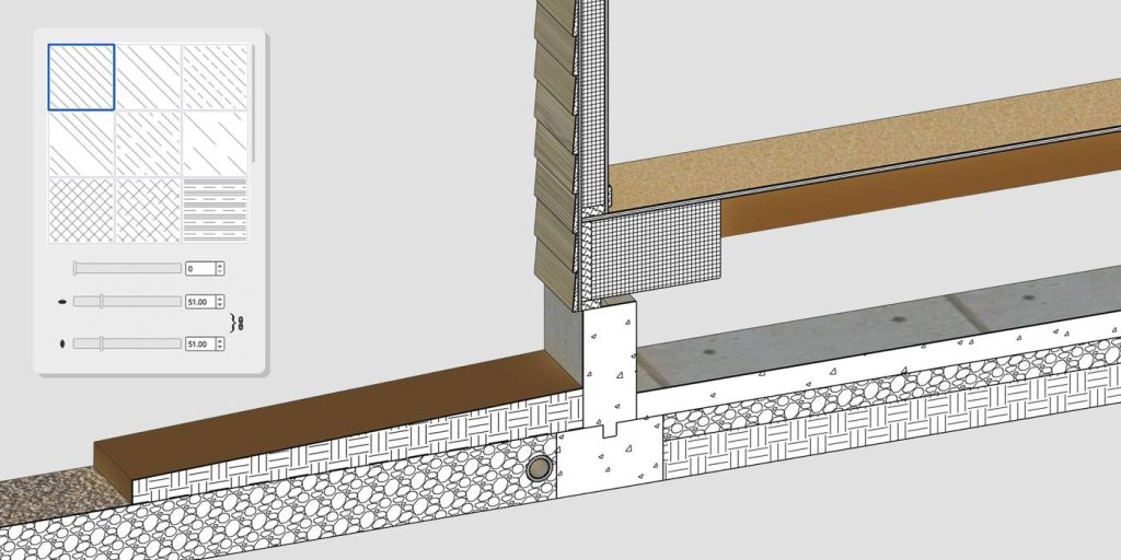 SketchUp 2027 pjūvių užpildai